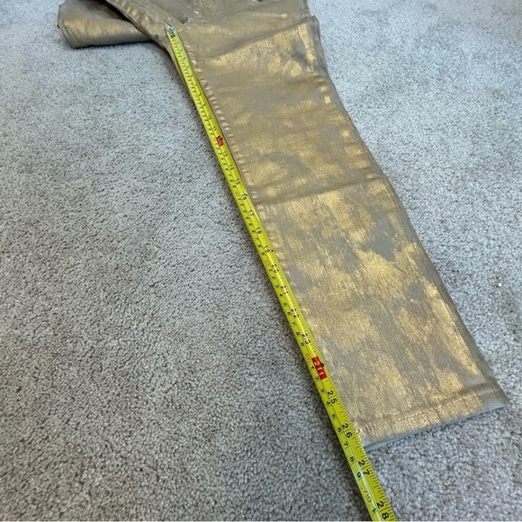 LAUREN Ralph Lauren metallic gold distressed faded stretchy slim fit jeans Sz 10 - Picture 12 of 14